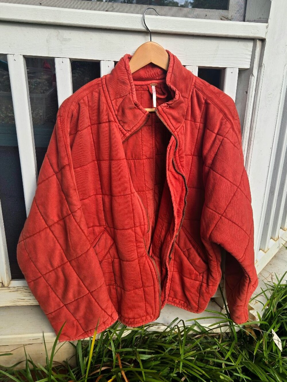 NWT Free People Dolman Quilted Knit Jacket Red Myrrh Size Small S Oversized